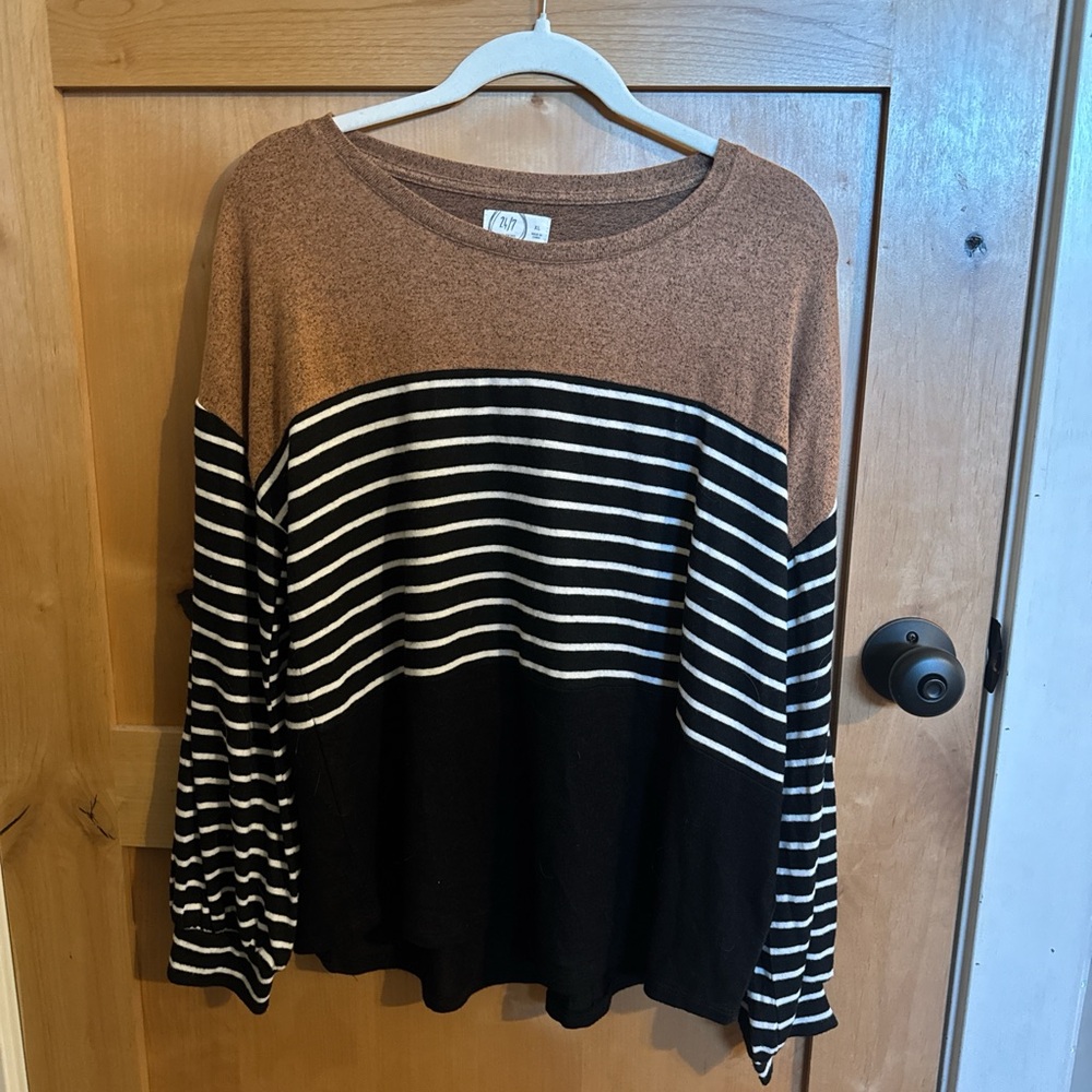 Striped Brown and Black Long Sleeve Sweater